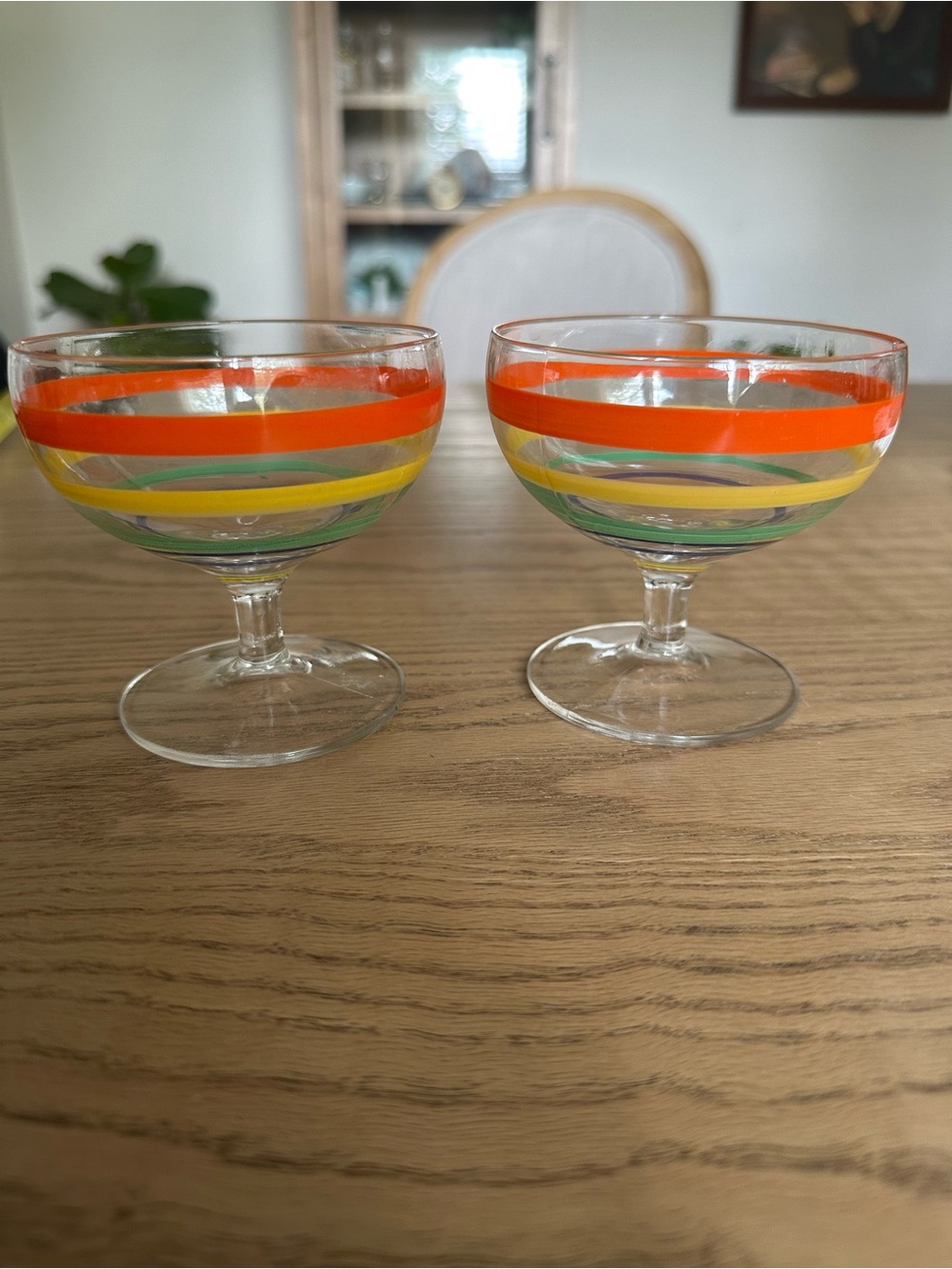 Set of 2 Libby Mambo Fiesta Striped Champagne Sherbet Glasses